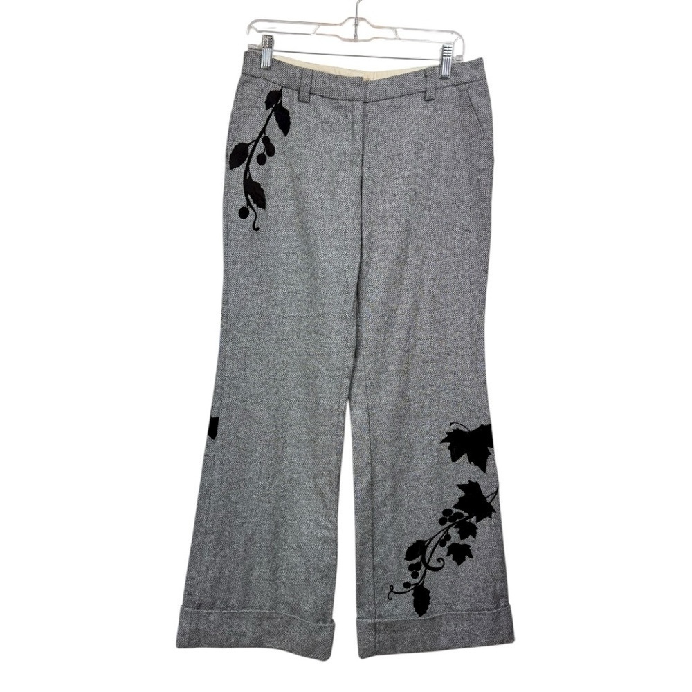 Y2K Anthropologie Elevenses Size 4 Wide-Leg Wool Blend Tweed Pants Velvet Vines